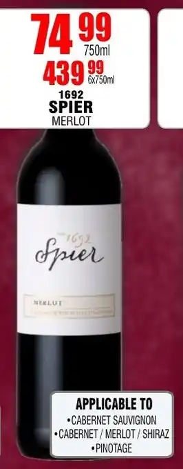 Prestons 1692 SPIER MERLOT offer