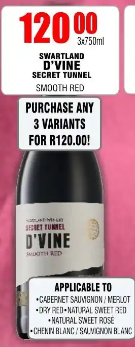 Prestons SWARTLAND D'VINE SECRET TUNNEL SMOOTH RED offer