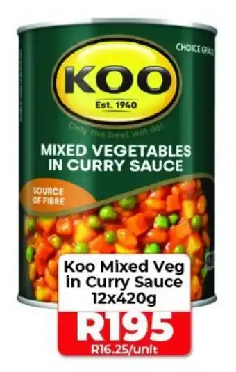 1UP Koo Mixed Veg in Curry Sauce 12x420g offer