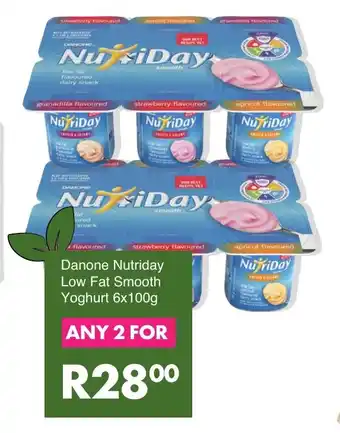 Save Danone Nutriday Low Fat Smooth Yoghurt 6x100g offer