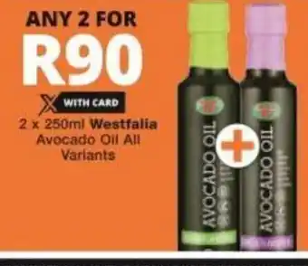 Checkers Westfalia Avocado Oil All Variants 2 x 250ml offer