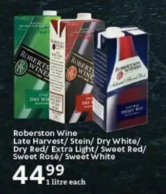 Oxford Freshmarket Roberston Wine Late Harvest/ Stein/ Dry White/ Dry Red/ Extra Light/ Sweet Red/ Sweet Rosé/ Sweet White offer
