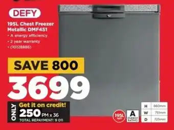HiFi Corp DEFY 195L Chest Freezer Metallic DMF451 offer