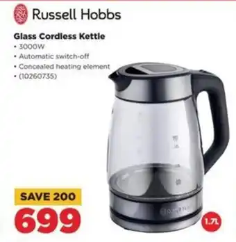 HiFi Corp Russell Hobbs Glass Cordless Kettle offer