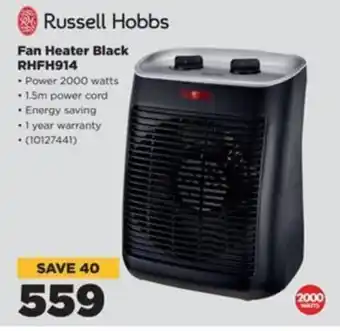 HiFi Corp Russell Hobbs Fan Heater Black RHFH914 offer