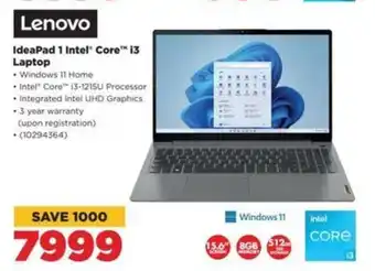 HiFi Corp Lenovo IdeaPad 1 Intel Core i3 Laptop offer