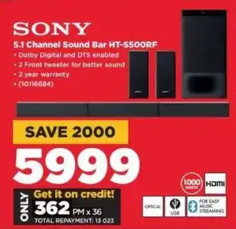 HiFi Corp SONY 5.1 Channel Sound Bar HT-S500RF offer