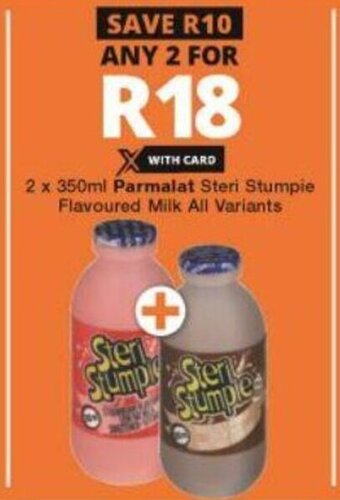 Checkers Parmalat Steri Stumpie Flavoured Milk All Variants 2 x 350ml offer