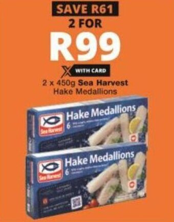Checkers Sea Harvest Hake Medallions 2 x 450g offer