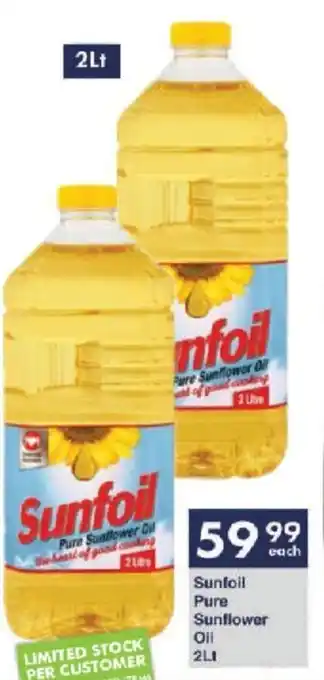 Sunfoil Pure Sunflower Oil 2Lt
