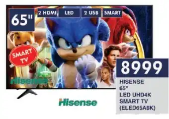 President Hyper HISENSE 65" LED UHD4K SMART TV (ELED65A6K) offer