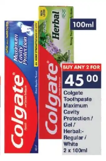 President Hyper Colgate Toothpaste Maximum Cavity Protection/ Gel/ Herbal Regular/ White 2 x 100ml offer