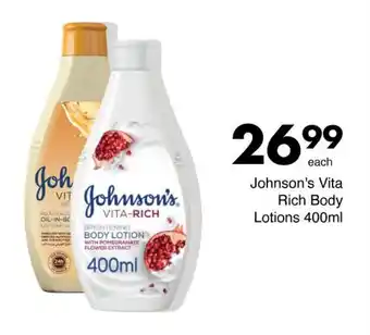 Save Johnson's Vita Rich Body Lotions 400ml offer
