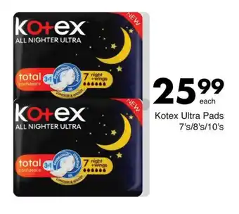 Save Kotex Ultra Pads 7's/8's/10's offer