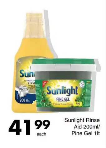 Save Sunlight Rinse Aid 200ml/ Pine Gel 1lt offer