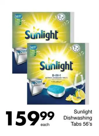 Save Sunlight Dishwashing Tabs 56's offer