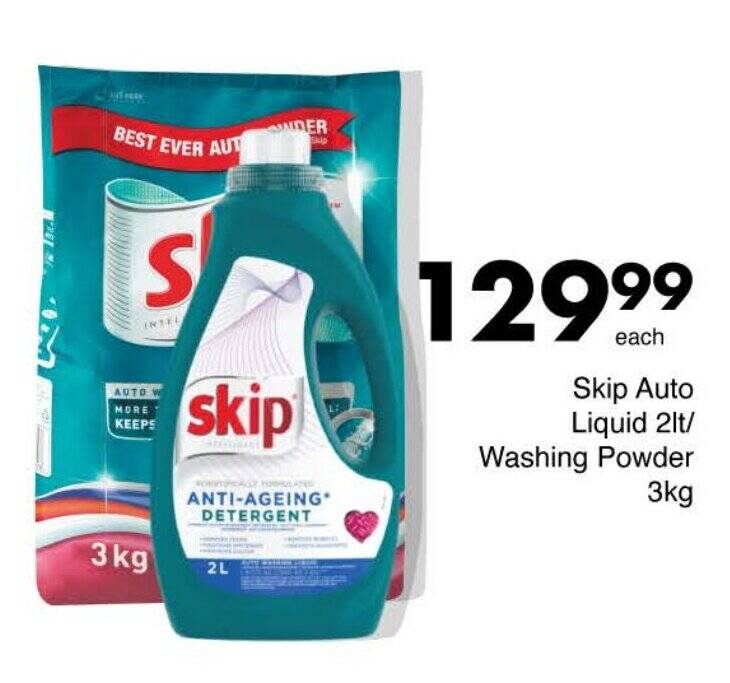 Skip Auto Liquid 2lt/ Washing Powder 3kg offer at Save
