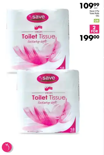 Save Save 2 Ply Toilet Rolls 18's offer