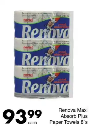 Save Renova Maxi Absorb Plus Paper Towels 8's offer