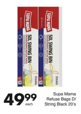 Save Supa Mama Refuse Bags D/ String Black 20's offer