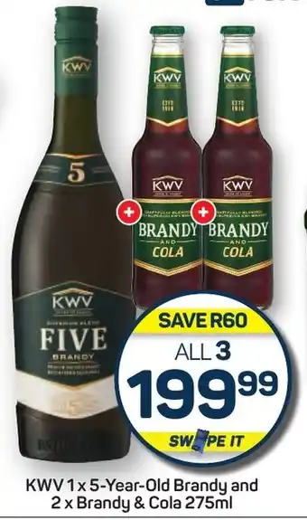 Pick n Pay KWV 1x 5-Year-Old Brandy and 2 x Brandy & Cola 275ml offer