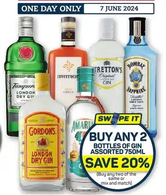 Pick n Pay BOTTLES OF GIN ASSORTED 750ML offer