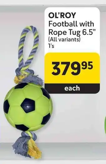 Makro OL'ROY Football with Rope Tug 6.5" (All variants) 1's offer