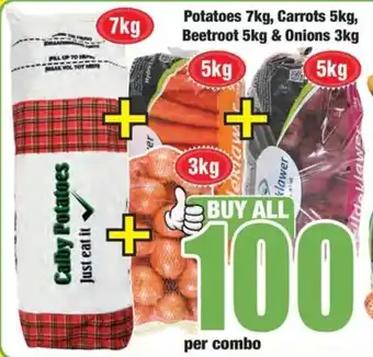 Boxer Potatoes 7kg, Carrots 5kg, Beetroot 5kg & Onions 3kg offer