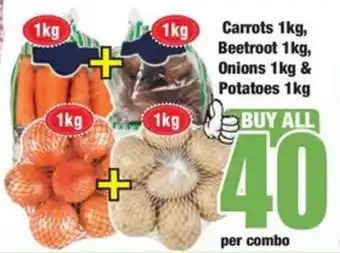Boxer Carrots 1kg, Beetroot 1kg, Onions 1kg & Potatoes 1kg offer
