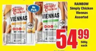 Boxer RAINBOW Simply Chicken Viennas Assorted offer