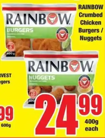 Boxer RAINBOW Crumbed Chicken Burgers/ Nuggets offer