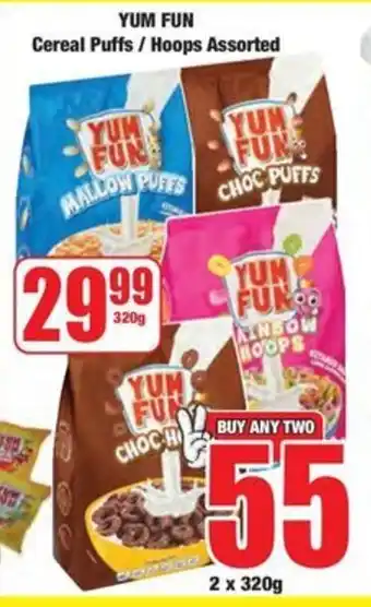 Boxer YUM FUN Cereal Puffs/ Hoops Assorted offer