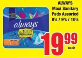 Boxer ALWAYS Maxi Sanitary Pads Assorted 8's/9's/10's offer