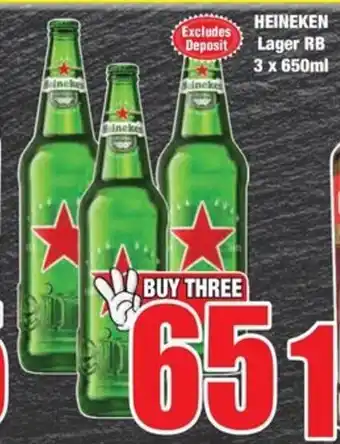 Boxer HEINEKEN Lager RB 3 x 650ml offer
