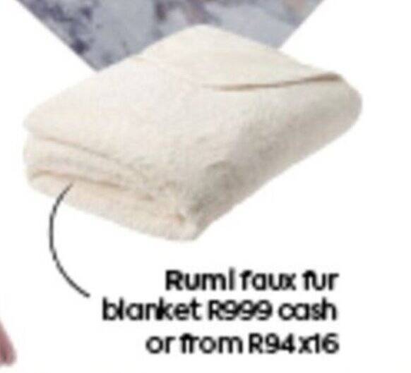 Rumi faux fur blanket offer at HomeChoice