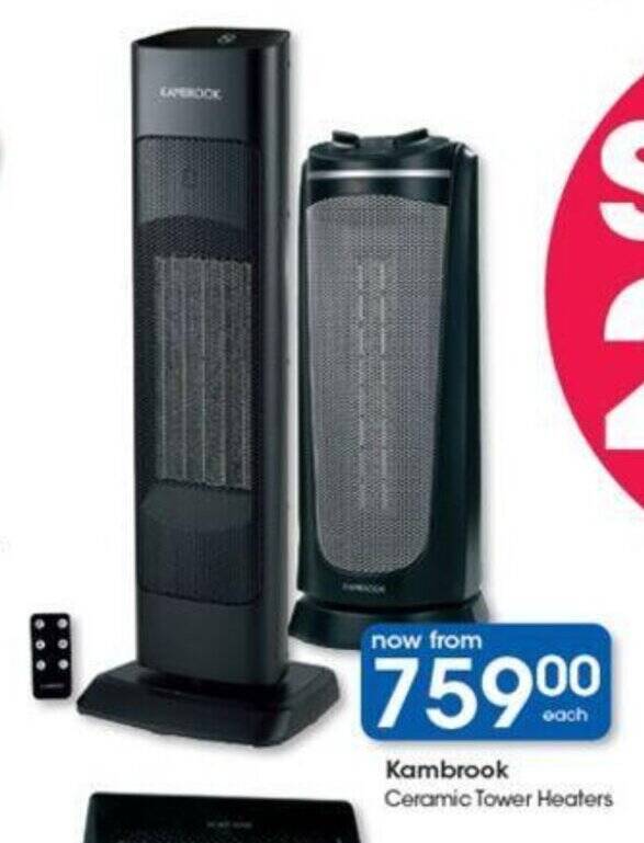 Kambrook Ceramic Tower Heaters offer at Clicks