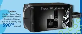 Clicks Yardley English Blazer Black Gift Set EDP 100ml, Deodorant Spray 125 ml & Toiletry Bag offer