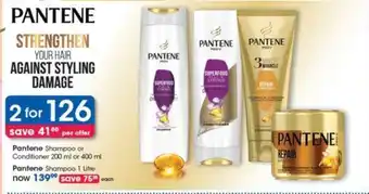 Clicks Pantene Shampoo or Conditioner 200 ml or 400 ml offer
