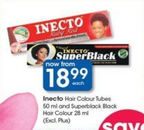 Inecto Hair Colour Tubes 50 ml and Superblack Black Hair Colour 28 ml ...