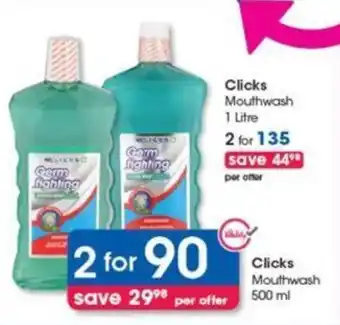 Clicks Clicks Mouthwash 500ml offer