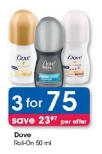 Clicks Dove Roll-On 50 ml offer
