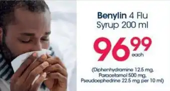 Clicks Benylin 4 Flu Syrup 200 ml offer