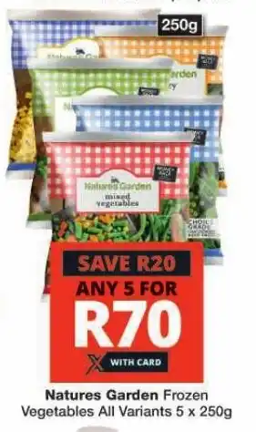 Checkers Natures Garden Frozen Vegetables All Variants 5 x 250g offer