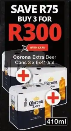 Checkers Corona Extra Beer Cans 3 x 6x410ml offer