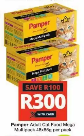 Checkers Pamper Adult Cat Food Mega Multipack 48x85g per pack offer