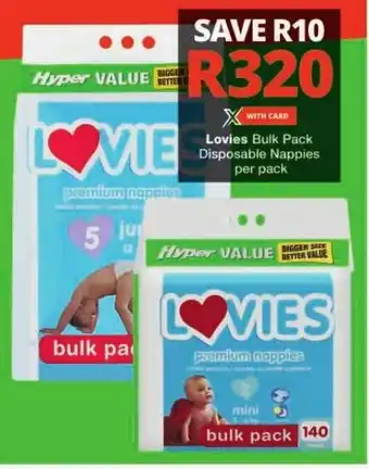 Checkers Lovies Bulk Pack Disposable Nappies per pack offer