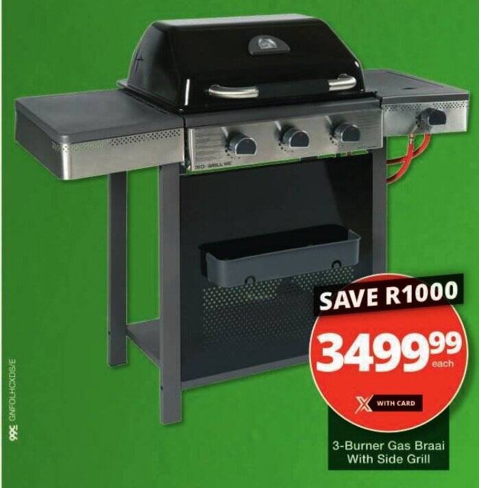 3Burner Gas Braai With Side Grill offer at Checkers