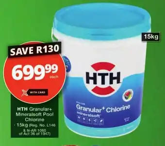 Checkers HTH Granular+ Mineralsoft Pool Chlorine 15kg offer