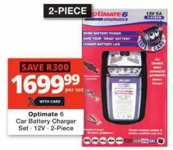 Checkers Optimate 6 Car Battery Charger Set 12V 2-Piece offer