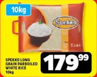 Usave SPEKKO LONG GRAIN PARBOILED WHITE RICE 10kg offer